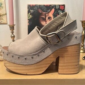 Zara Studio Leather Platform Clog Sandals Neutral Size 40 / 9 SS23